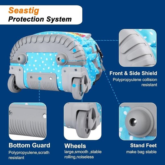 Rolling Backpack w/lunch bag & Pencil Case /18in Wheeled Backpack / 3 pc… - Picture 6 of 7